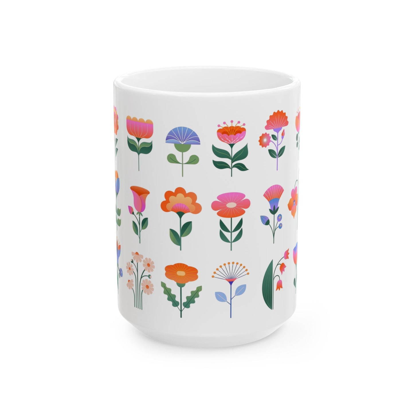 "Blooms" Ceramic Mug, (11oz, 15oz)