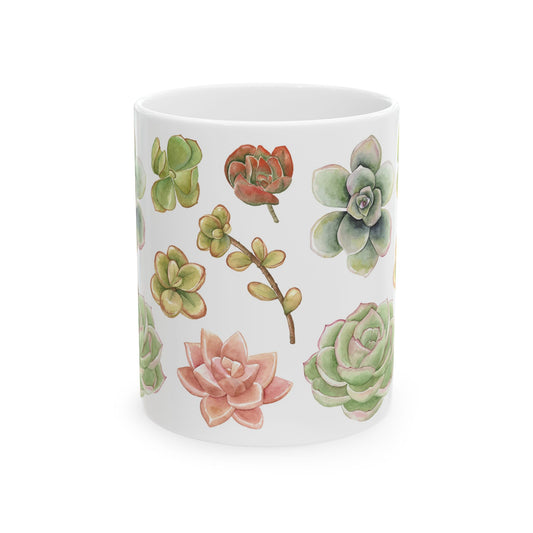 "Succulents" Ceramic Mug, (11oz, 15oz)